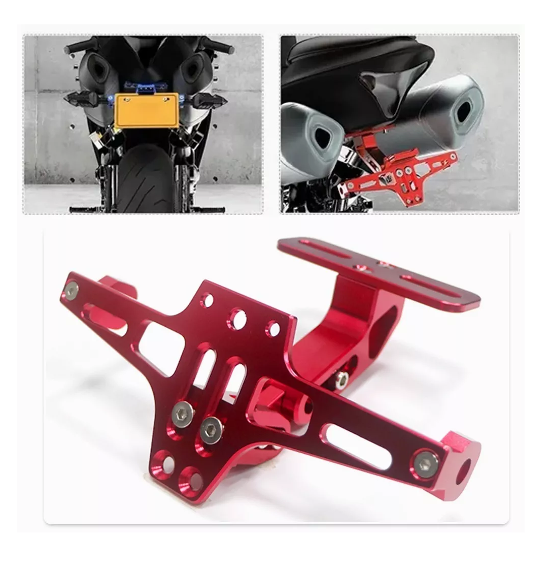 Foto 5 | Soporte Ajustable para Matrícula de Motocicleta con Luces Rojo