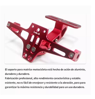 Foto 5 | Soporte Ajustable para Matrícula de Motocicleta con Luces Rojo