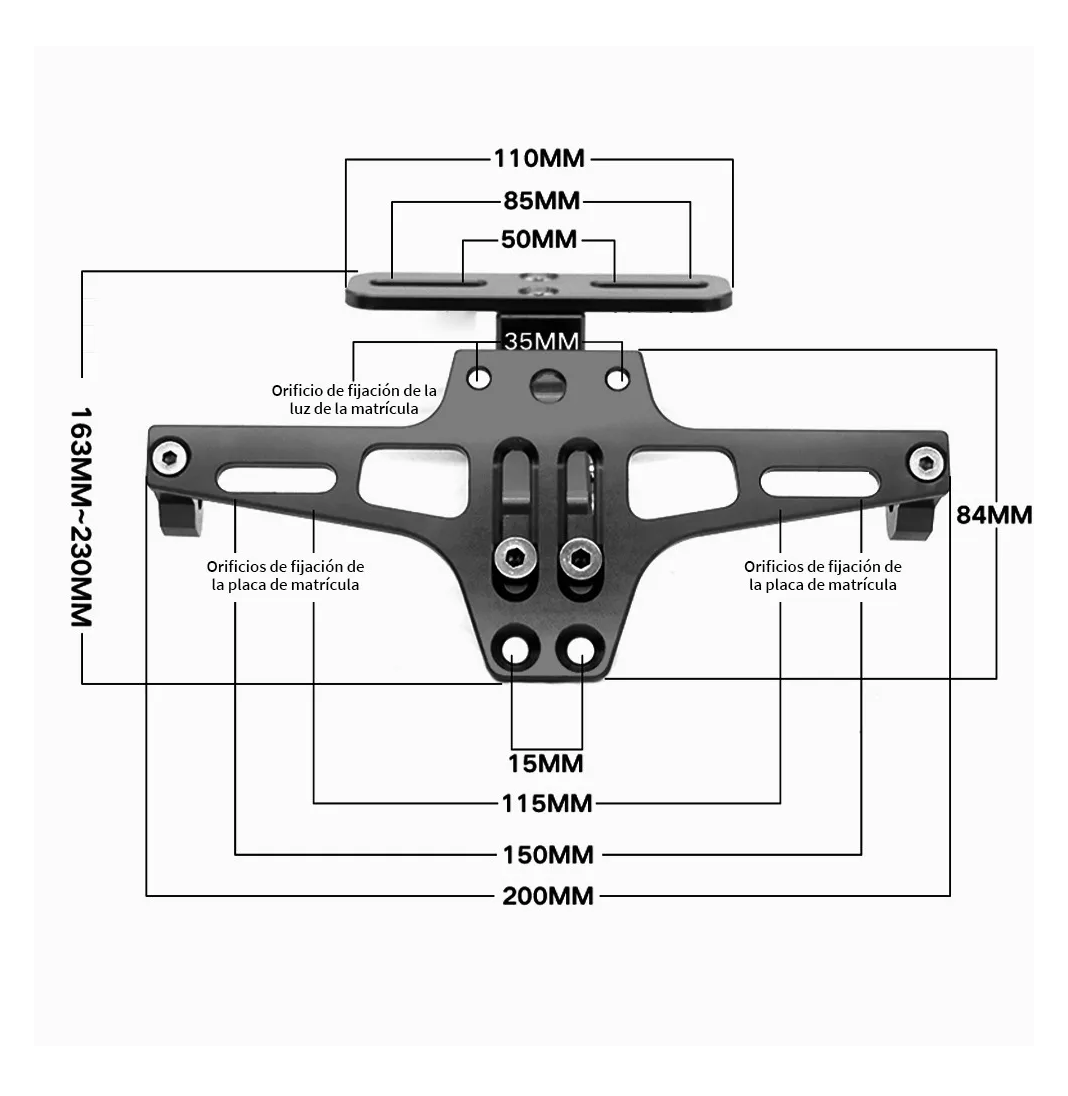 Foto 3 | Soporte Ajustable Para Matrícula De Motocicleta Con Luces Negro