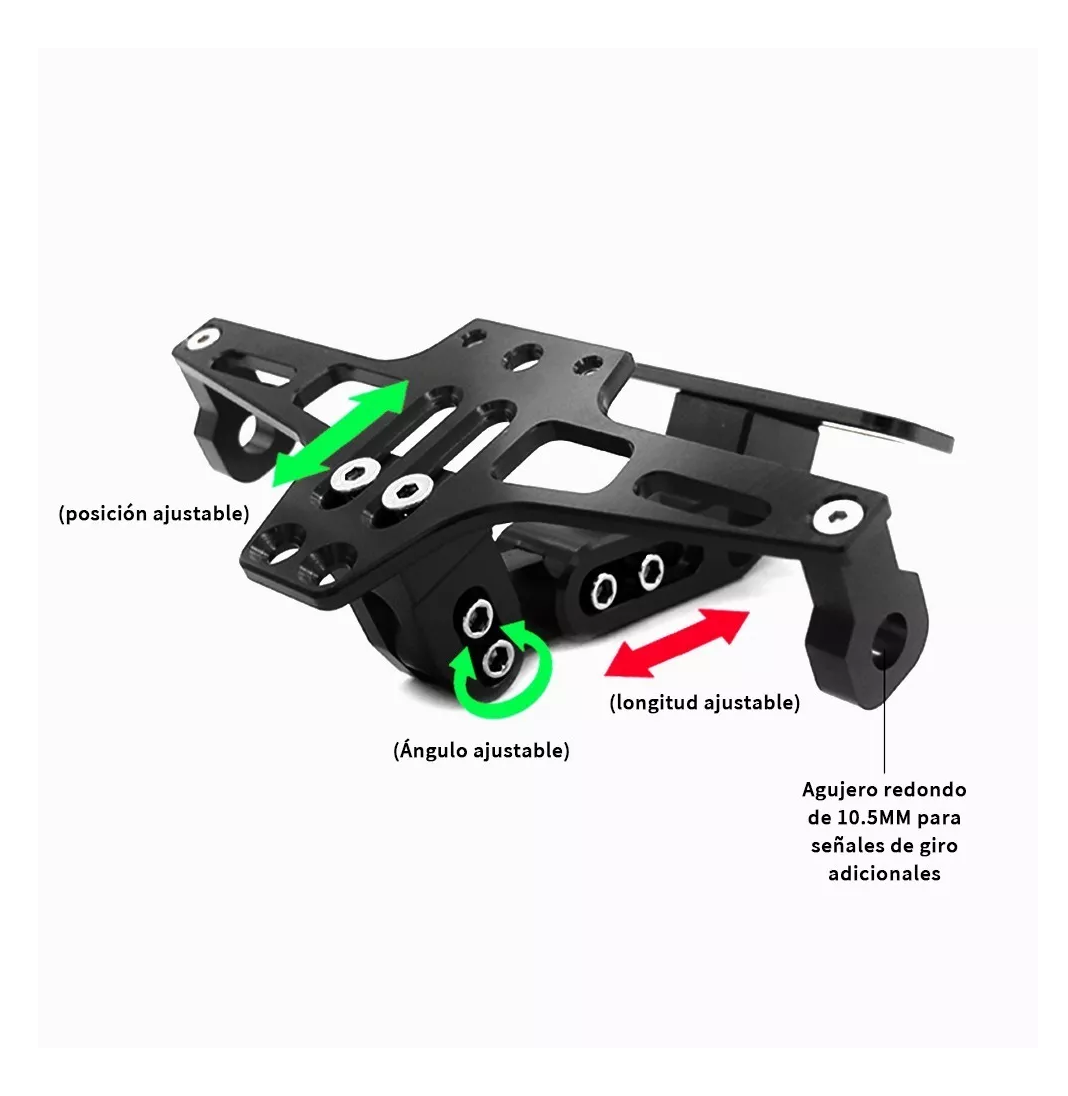 Foto 4 | Soporte Ajustable Para Matrícula De Motocicleta Con Luces Negro