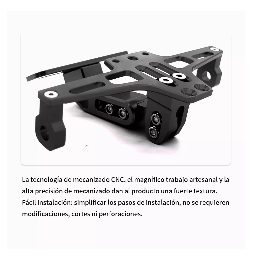 Foto 6 pulgar | Soporte Ajustable Para Matrícula De Motocicleta Con Luces Negro