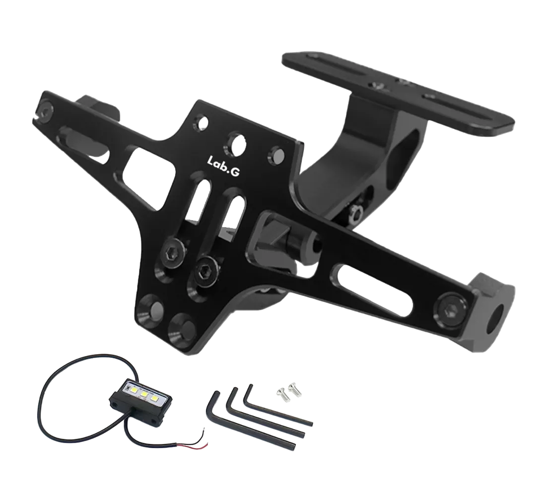 Soporte Ajustable Para Matrícula De Motocicleta Con Luces Negro