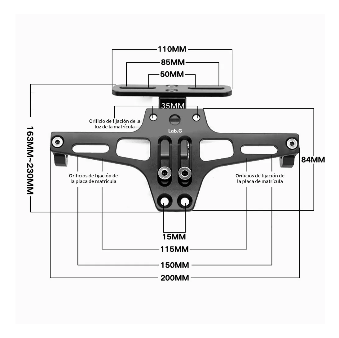 Foto 4 pulgar | Soporte Ajustable Para Matrícula De Motocicleta Con Luces Negro