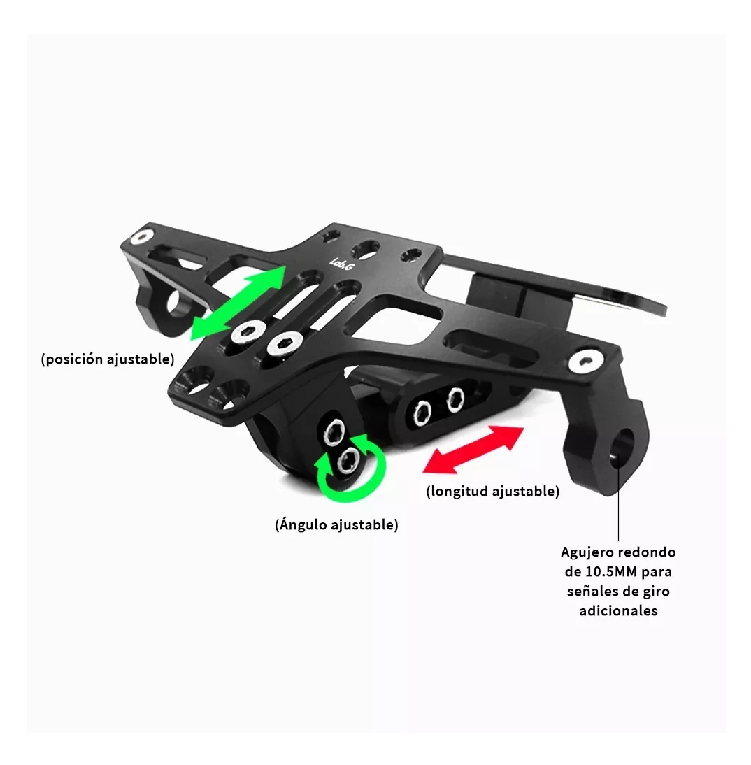 Foto 5 pulgar | Soporte Ajustable Para Matrícula De Motocicleta Con Luces Negro