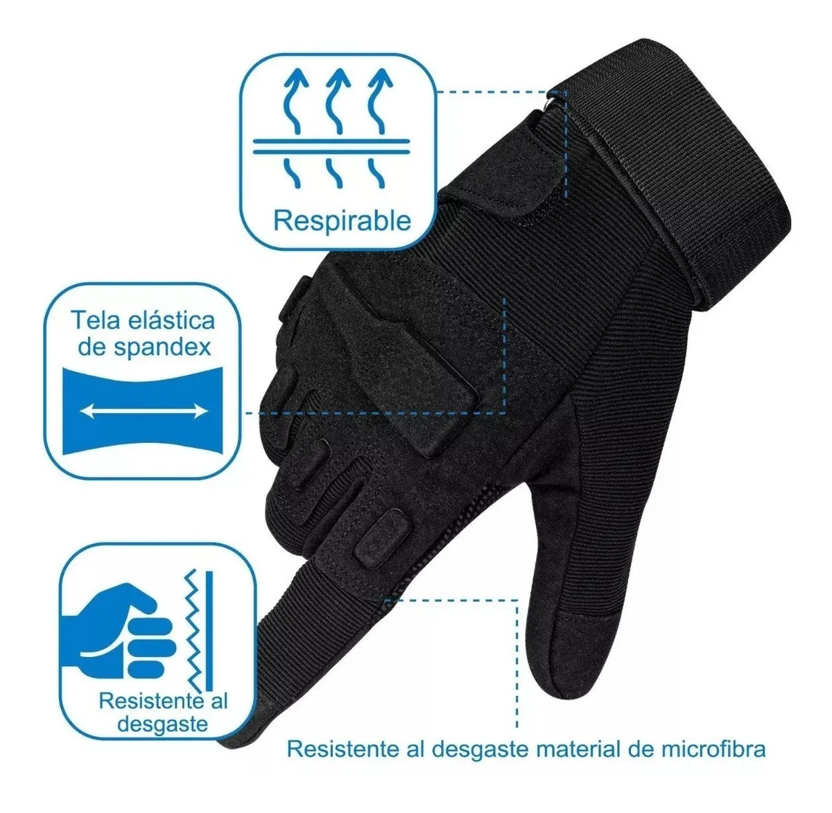 Foto 4 pulgar | Guantes Tácticos para Moto y Deportes color Negro Talla L