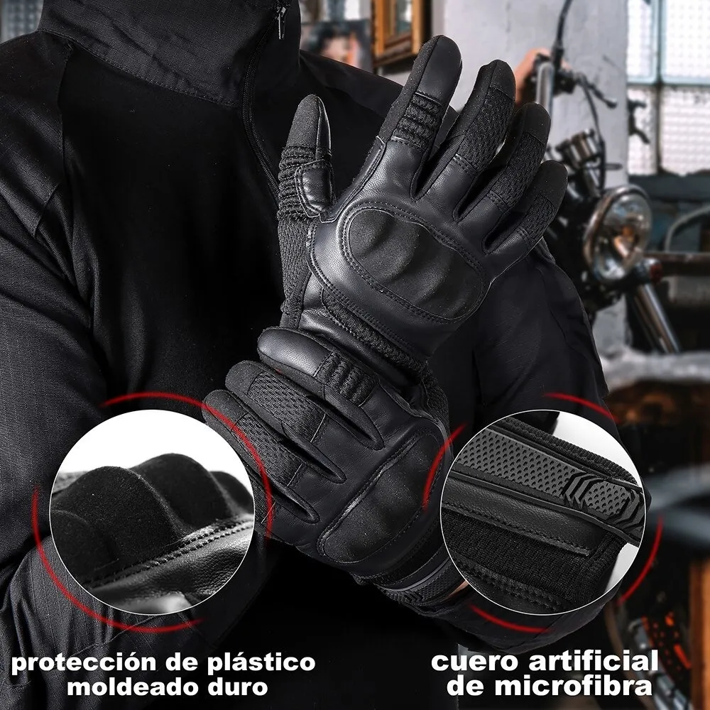 Foto 4 pulgar | Guantes de Cuero para Motociclista Malubero color Negro Talla Xl Aptos para Pantalla Táctil