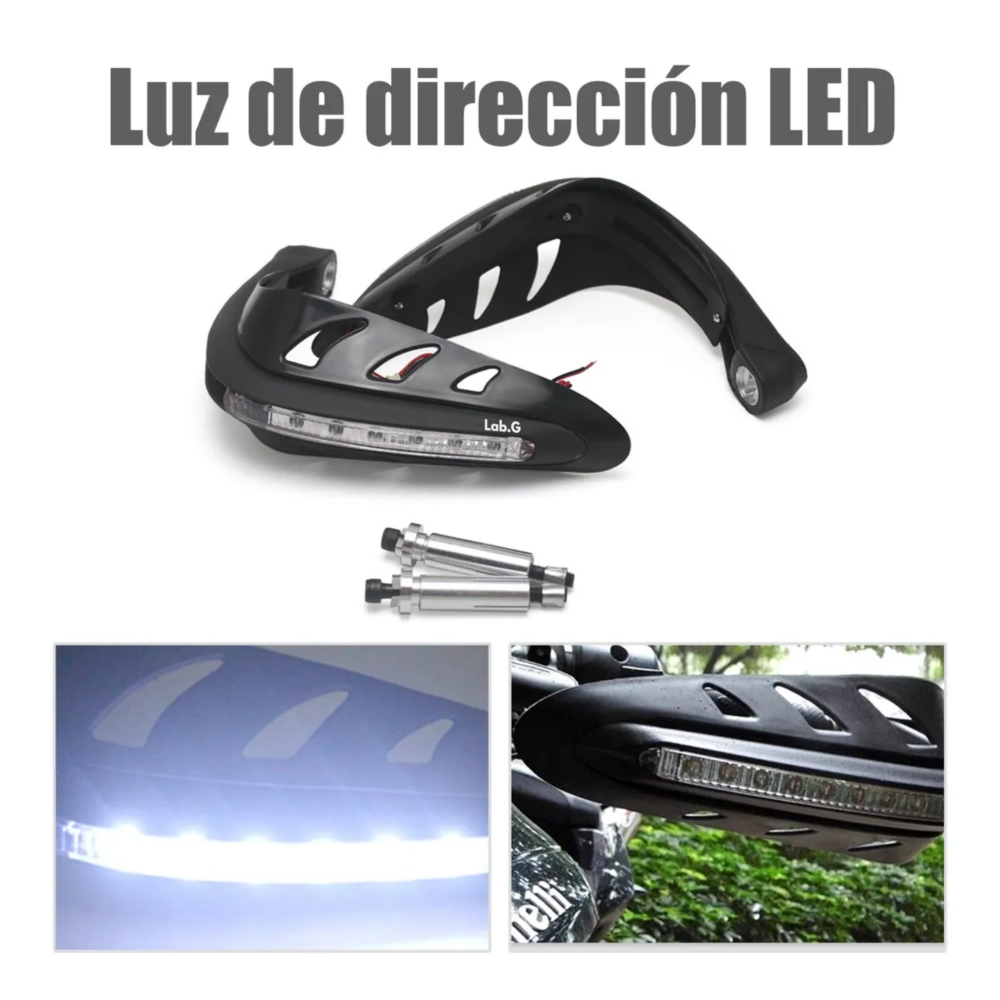 Foto 3 | Cubre Puños Moto Motocicleta Con Luz Led Universal Lab.g  Negro Luz Blanca