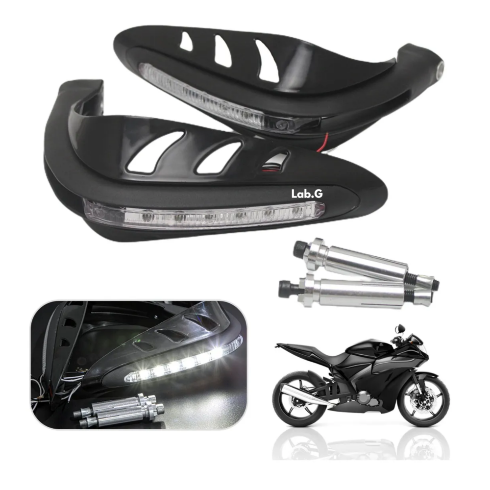 Foto 5 | Cubre Puños Moto Motocicleta Con Luz Led Universal Lab.g  Negro Luz Blanca