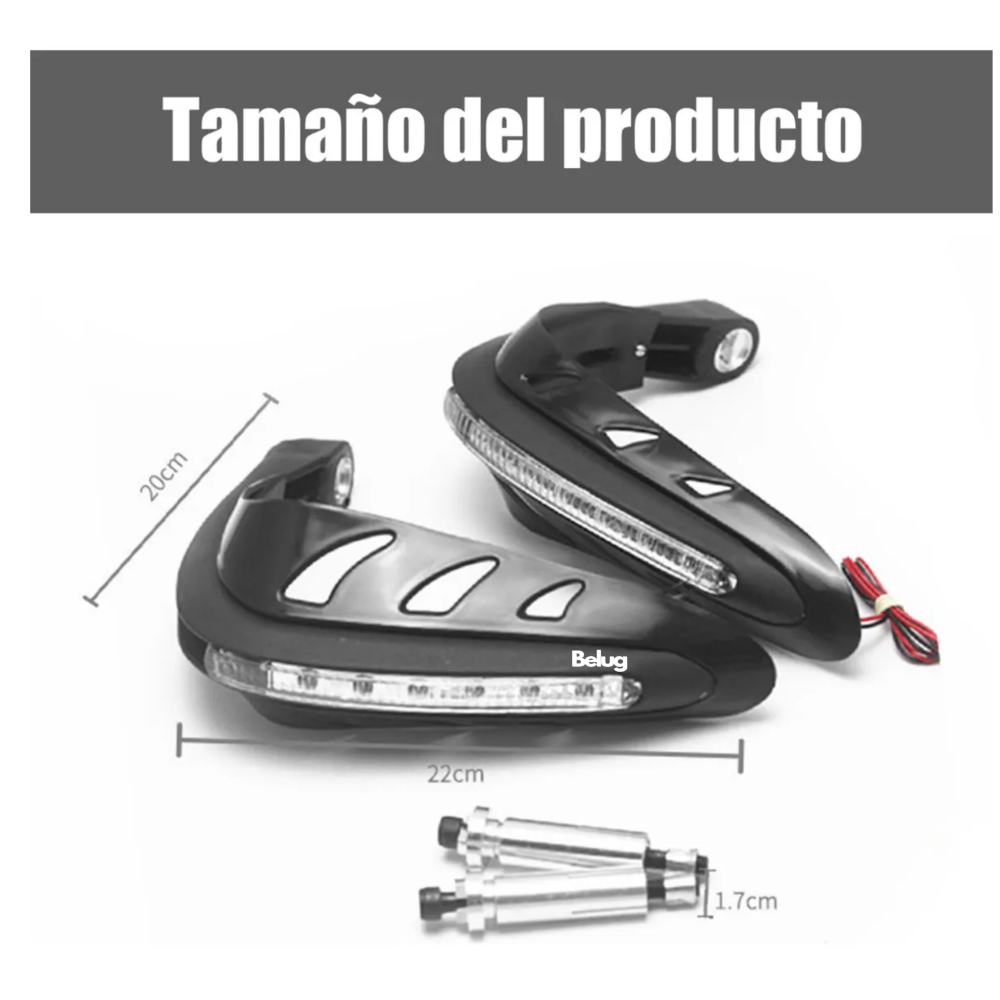 Foto 2 | Cubre Puños Moto Motocicleta Con Luz Led Universal Belug  Negro Luz Blanca