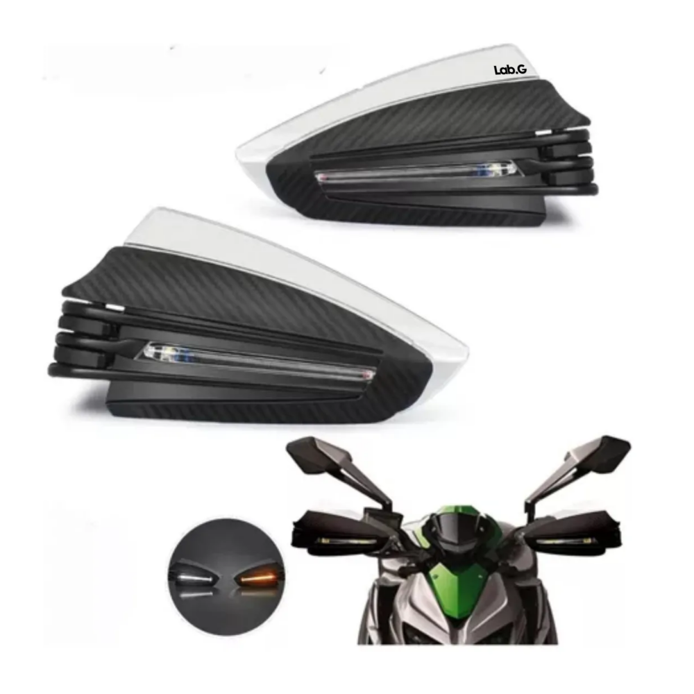 Foto 3 pulgar | Cubre Puños Moto Hand Guards Universales Luz Led Lab.g  Negro Con Blanco