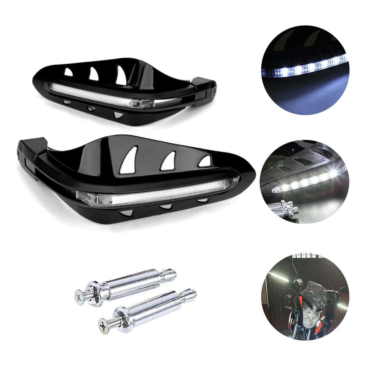 Foto 3 pulgar | Cubre Puños Universal Motocicleta Con Luz Led Luz Blanca Eo Safe Imports Esi-20936 Negro