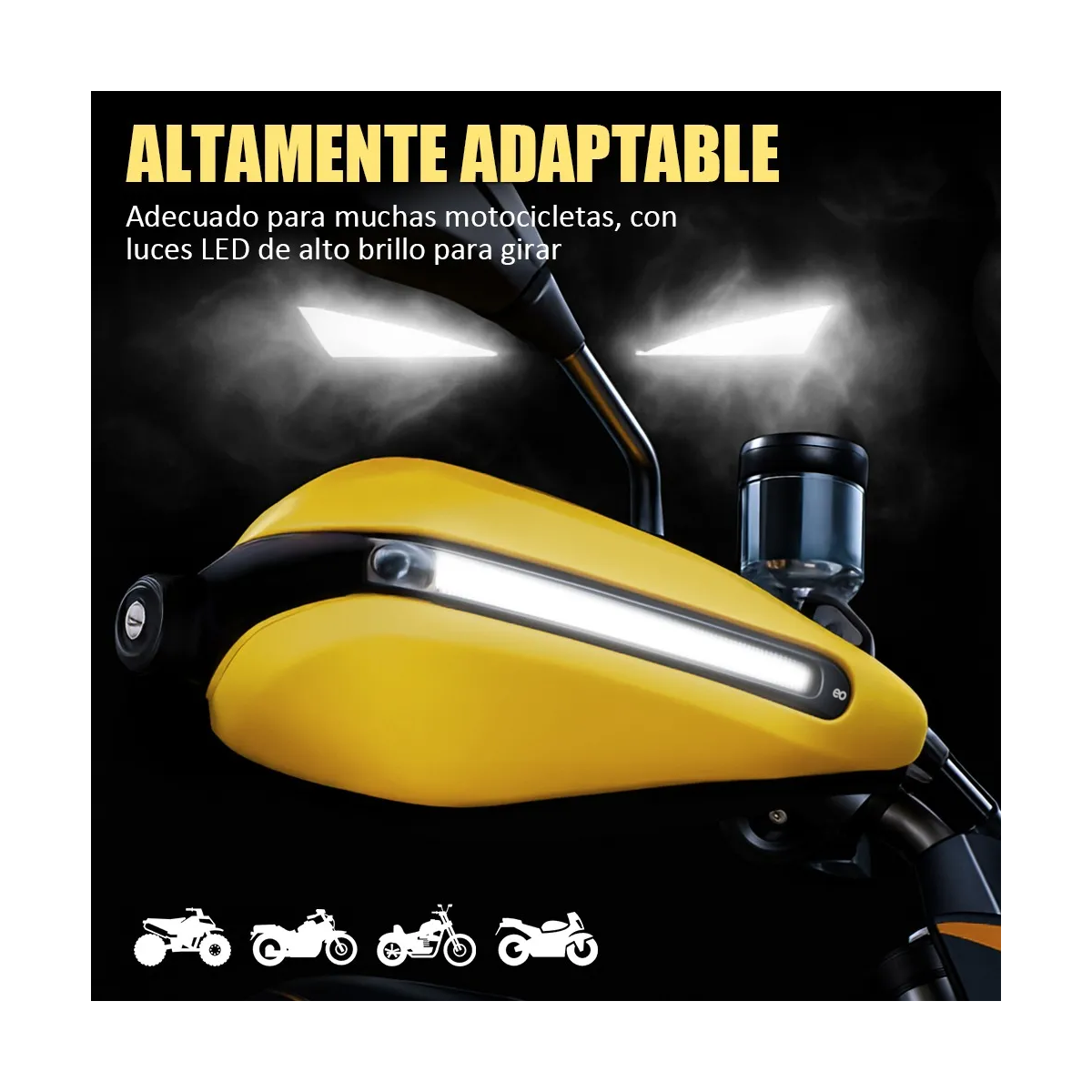 Foto 5 pulgar | Cubre Puños Universal Para Motocicleta  Con Luz Led Eo Safe Imports Esi-20938 Amarillo