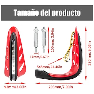 Foto 4 | Cubre Puños Universal Motocicleta Con Luz Led Amarillo Eo Safe Imports Esi-20933 Rojo