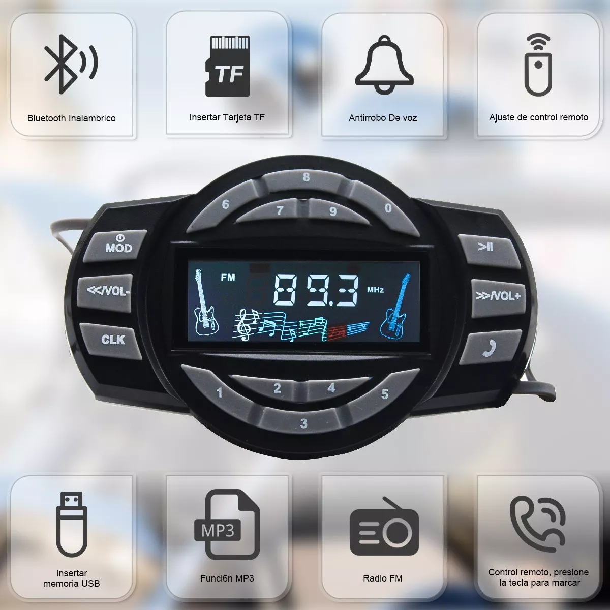 Foto 2 | Bocinas Motocicleta Bluetooth Alarma Altavoz Estéreo Eo Safe Imports Esi-15470 Negro