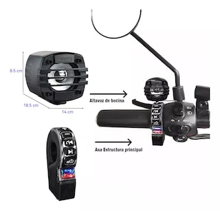 Foto 2 | Bocinas Moto Bluetooth Amplificador Carga Universal Eo Safe Imports Esi-15477 Negro