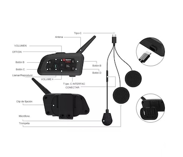 Foto 2 | Intercomunicador BELUG Motocicleta para Casco Bluetooth 1 Pieza