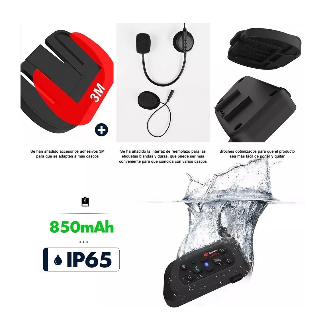 Foto 5 pulgar | Intercomunicador BELUG Motocicleta para Casco Bluetooth 1 Pieza