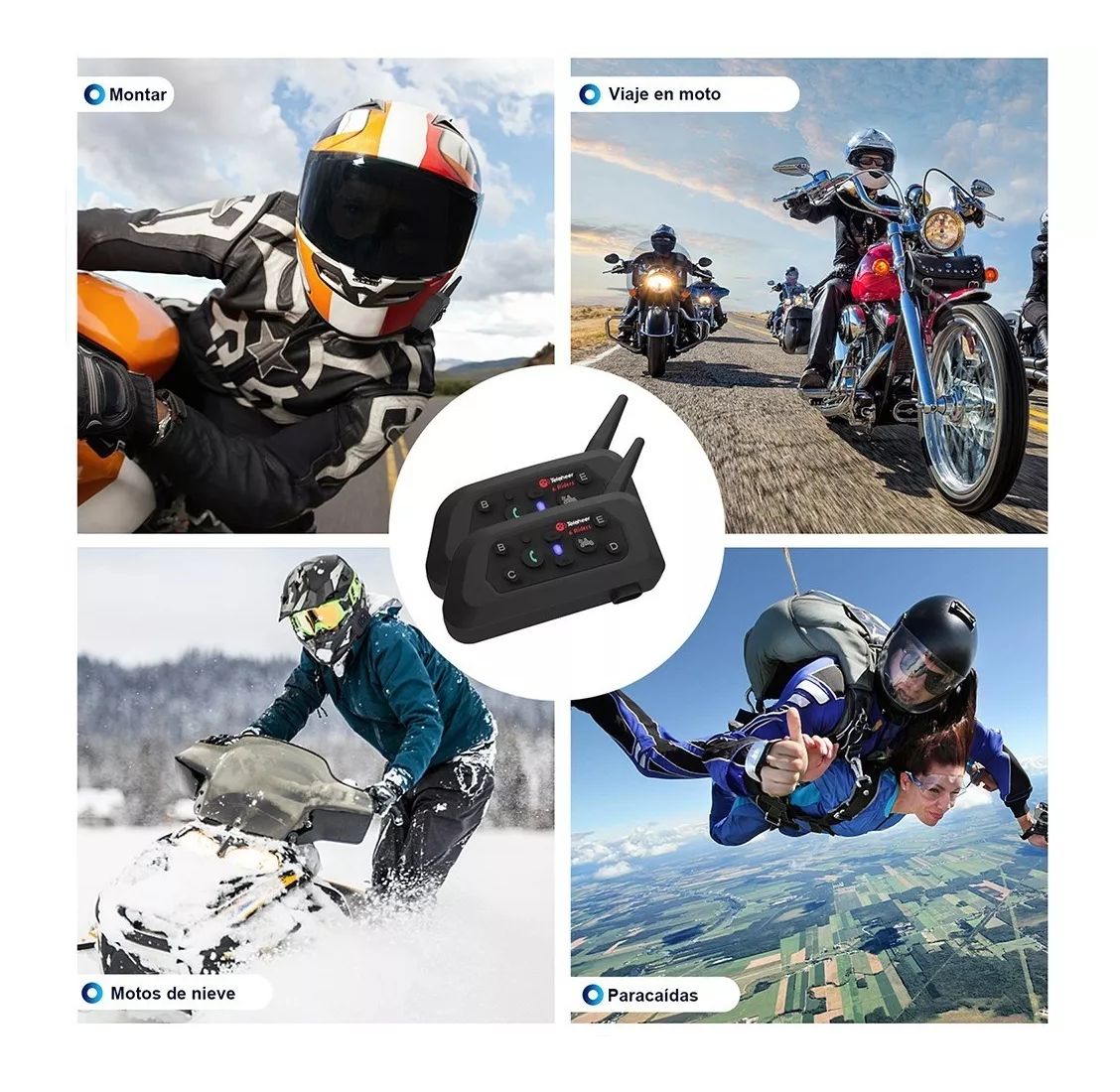 Foto 5 pulgar | Intercomunicador de Motocicleta BELUG para Casco Bluetooth Negro 2 Piezas