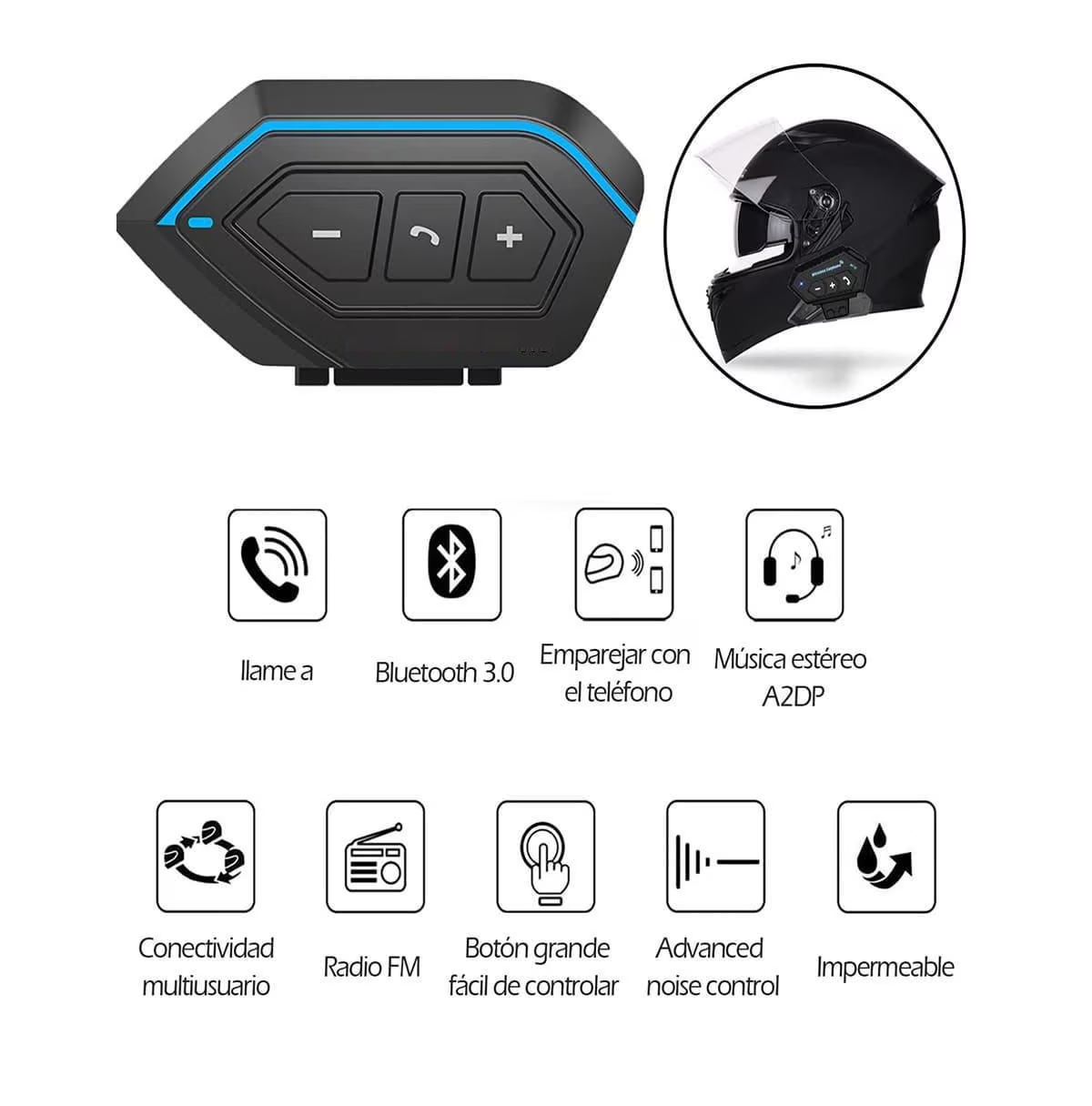 Foto 4 pulgar | Audífonos Impermeables Bluetooth Para Casco De Motocicleta Eo Safe Imports Esi-7543 Negro