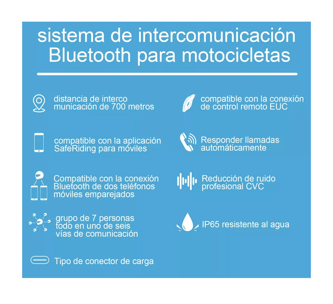 Foto 6 pulgar | Audífonos para Casco de Motos 2 PZAS Bluetooth Impermeable Negro