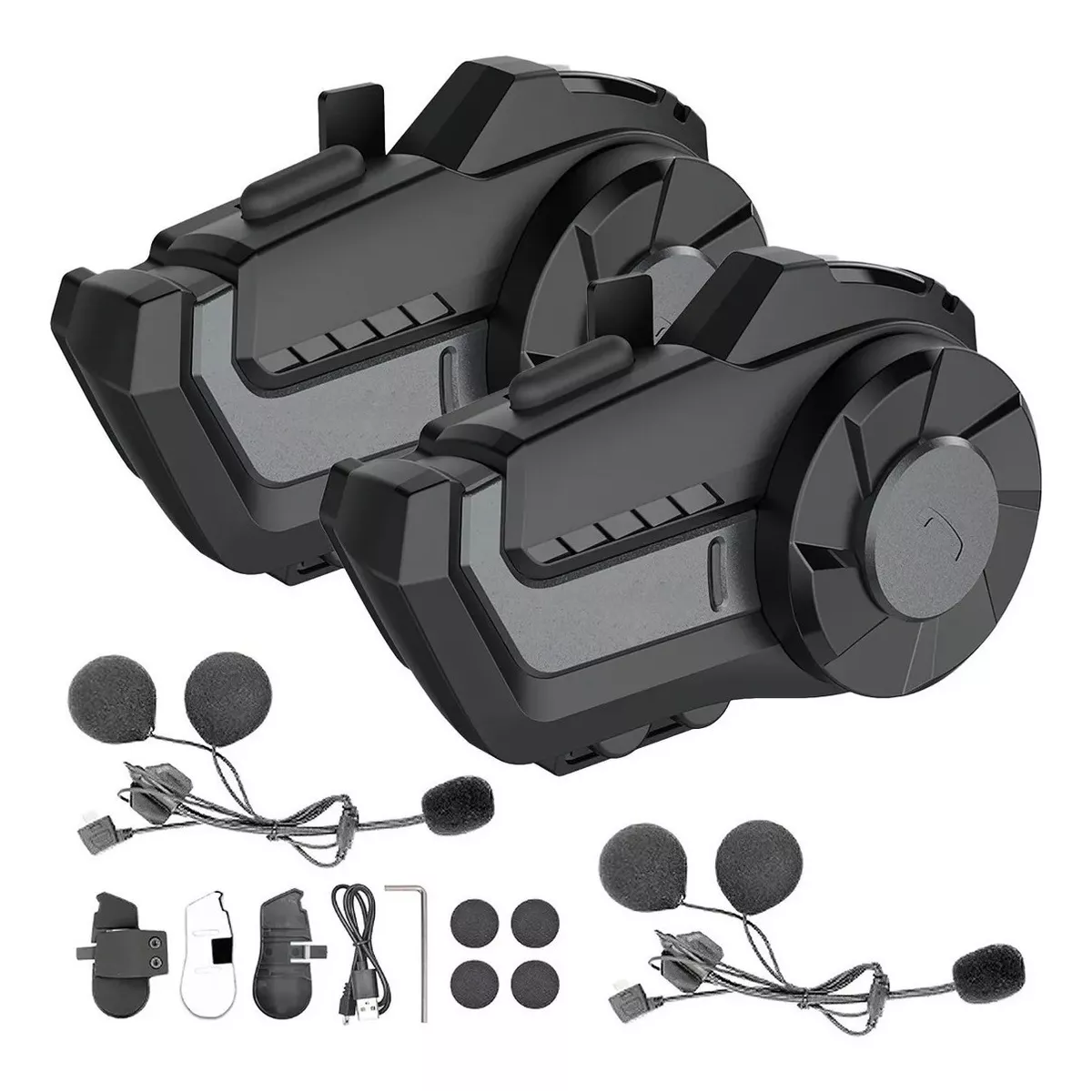 Foto 2 pulgar | Intercomunicador Motocicleta para Casco Bluetooth 2 Pcs Eo Safe Imports Esi-9046 Negro