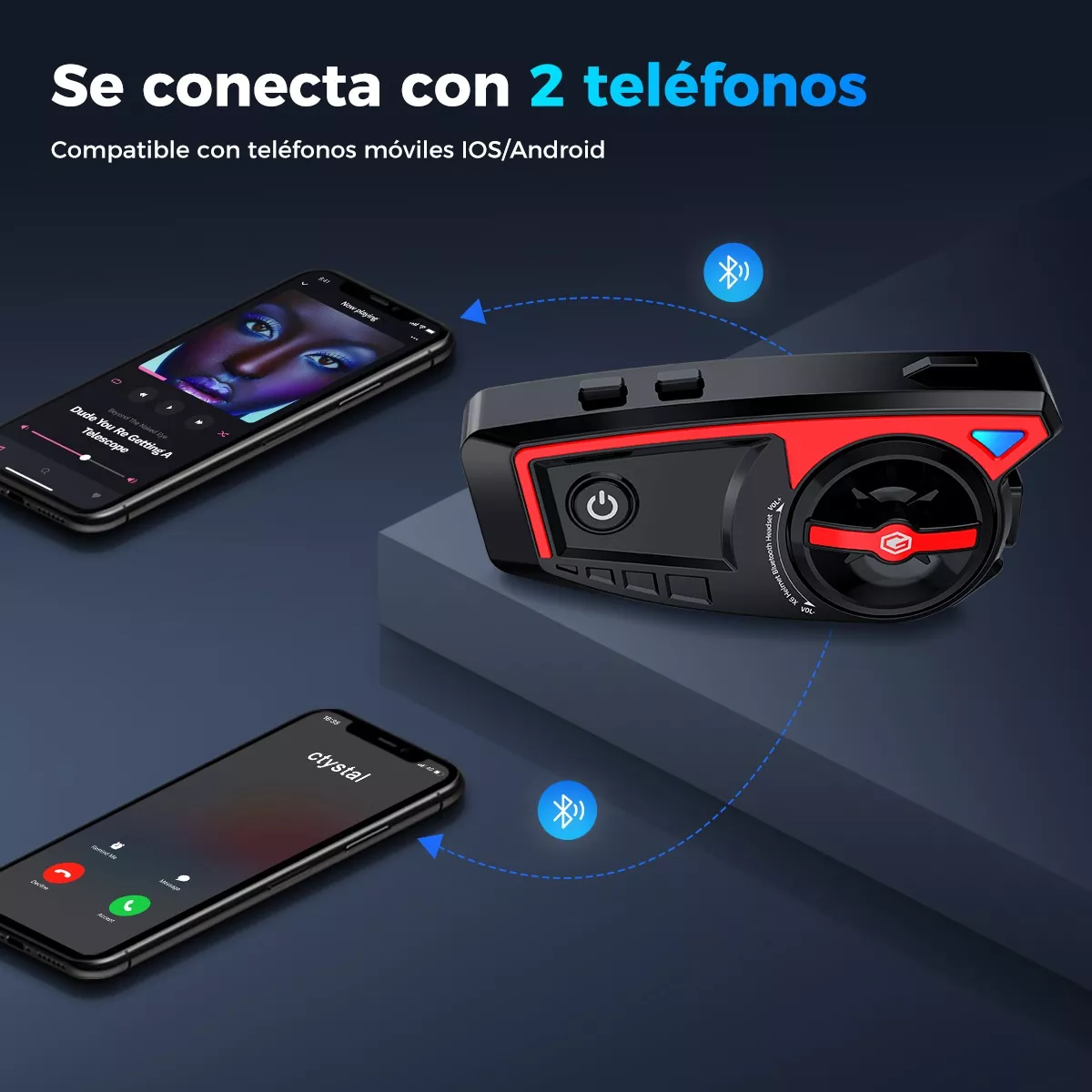 Foto 4 pulgar | Audífonos Para Casco De Motos Bluetooth Con Luces Eo Safe Imports Esi-12294 Multicolor