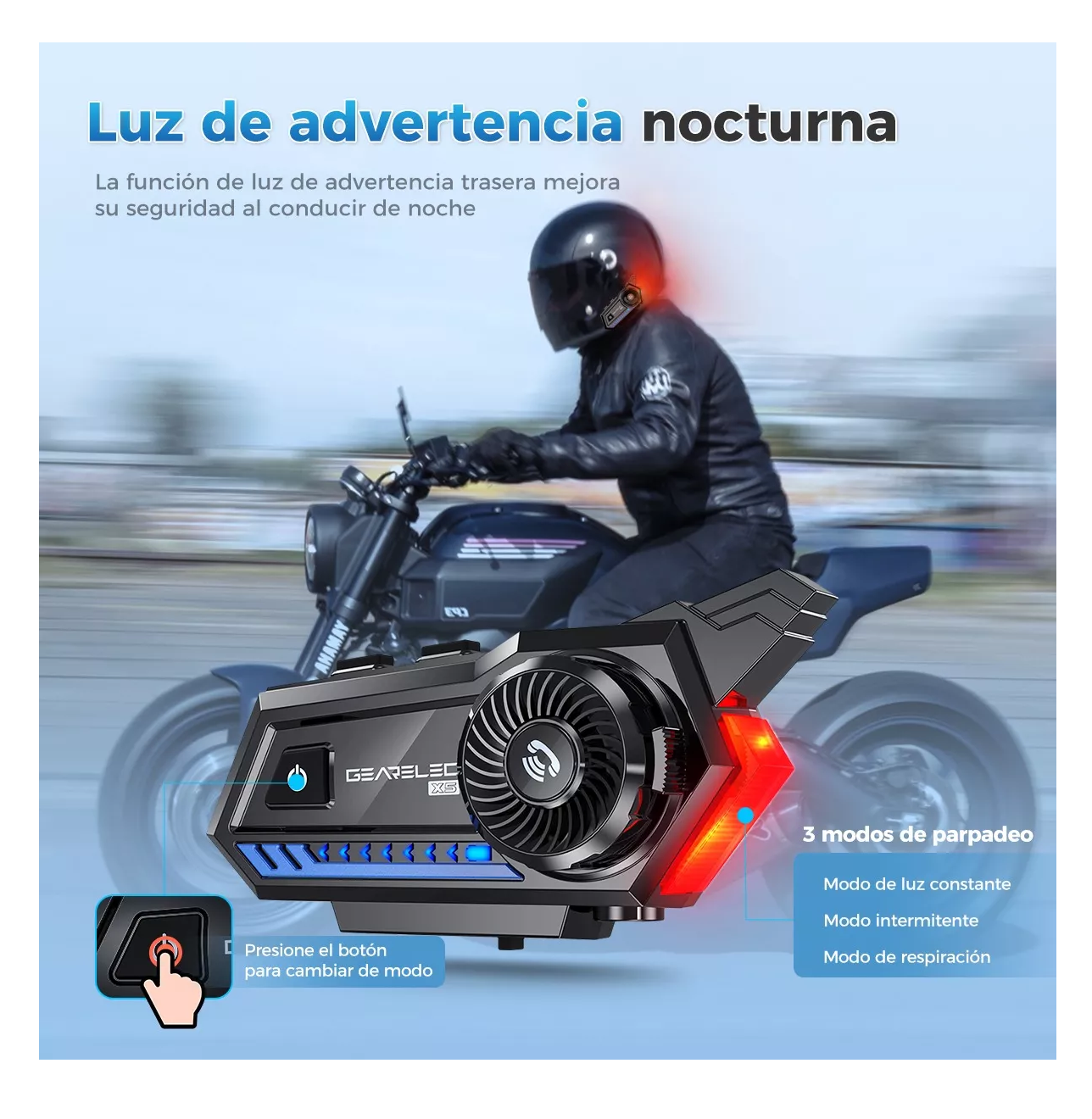 Foto 5 pulgar | Audífonos para Casco de Motos X5 Gearelec  Bluetooth Fm Impermeables Negros