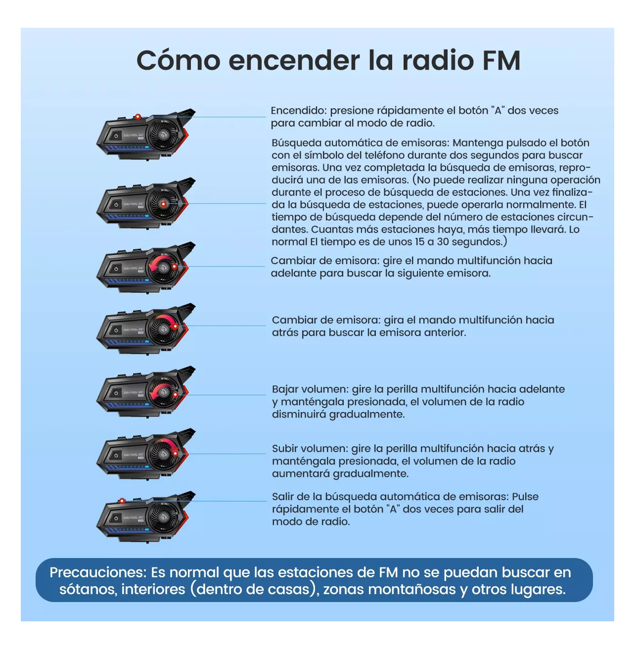 Foto 7 pulgar | Audífonos para Casco de Motos X5 Gearelec  Bluetooth Fm Impermeables Negros