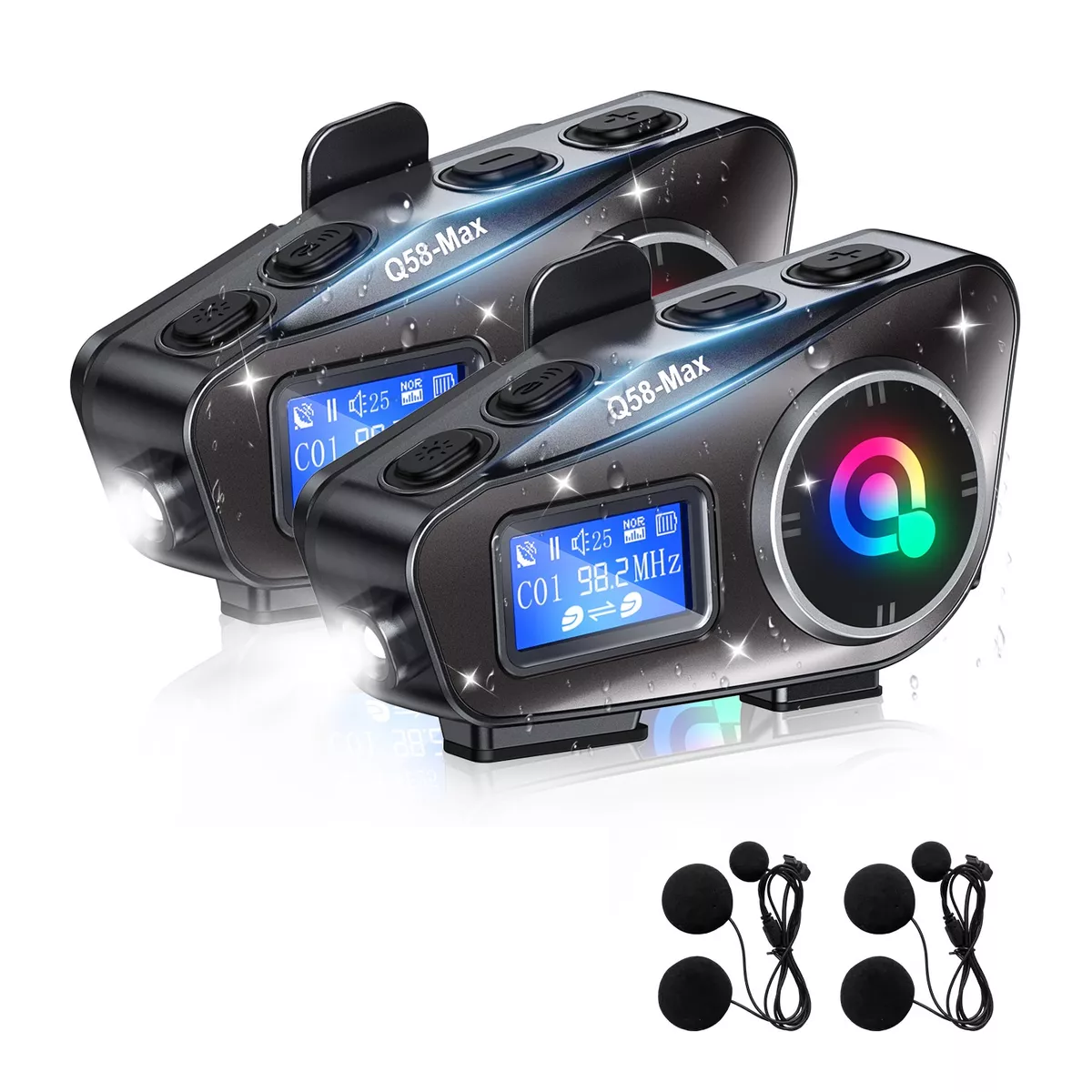 Foto 2 pulgar | Intercomunicador Para Casco Moto Audifonos Con Bluetooth +fm Eo Safe Imports Esi-15467 Negro
