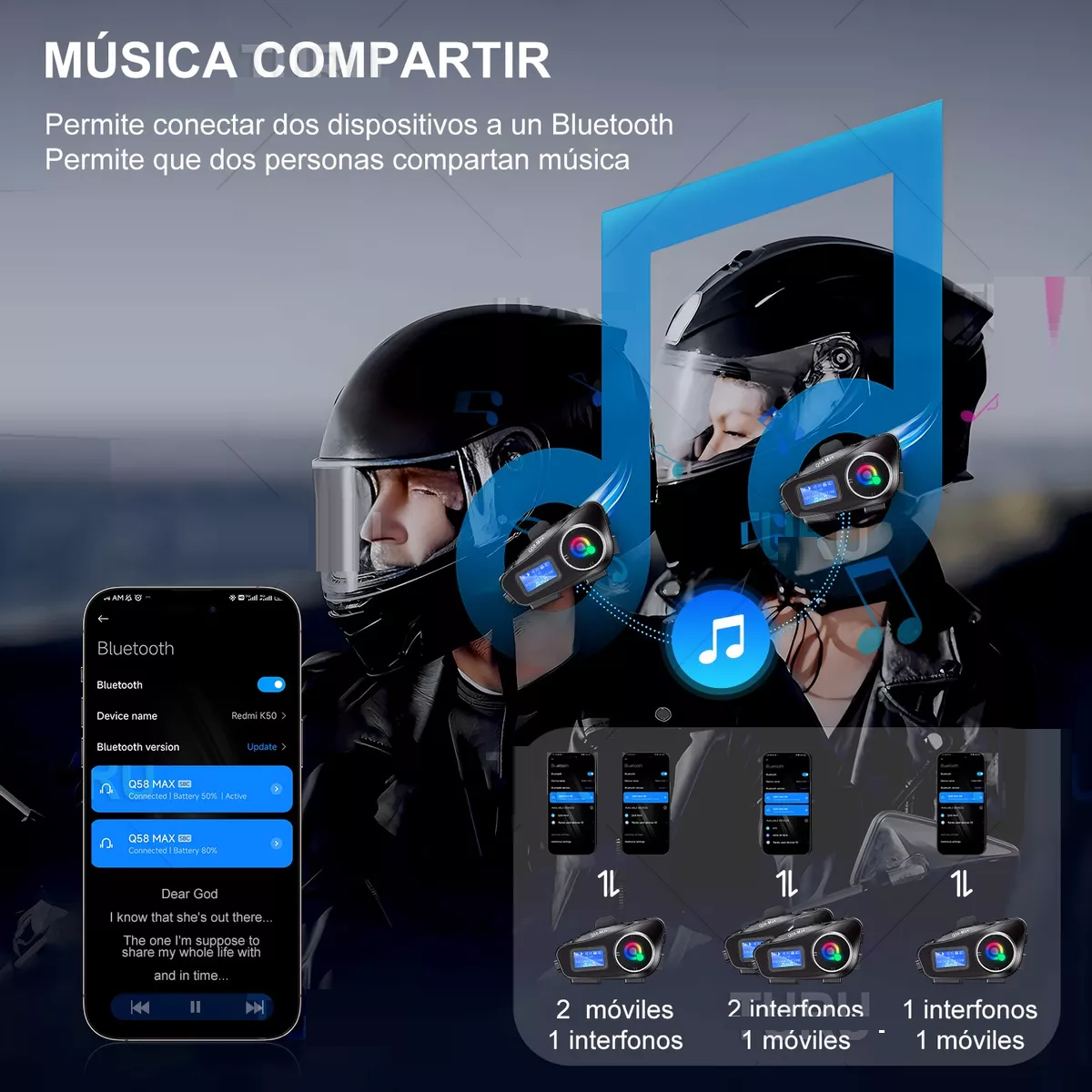 Foto 3 pulgar | Intercomunicador Para Casco Moto Audifonos Con Bluetooth +fm Eo Safe Imports Esi-15467 Negro