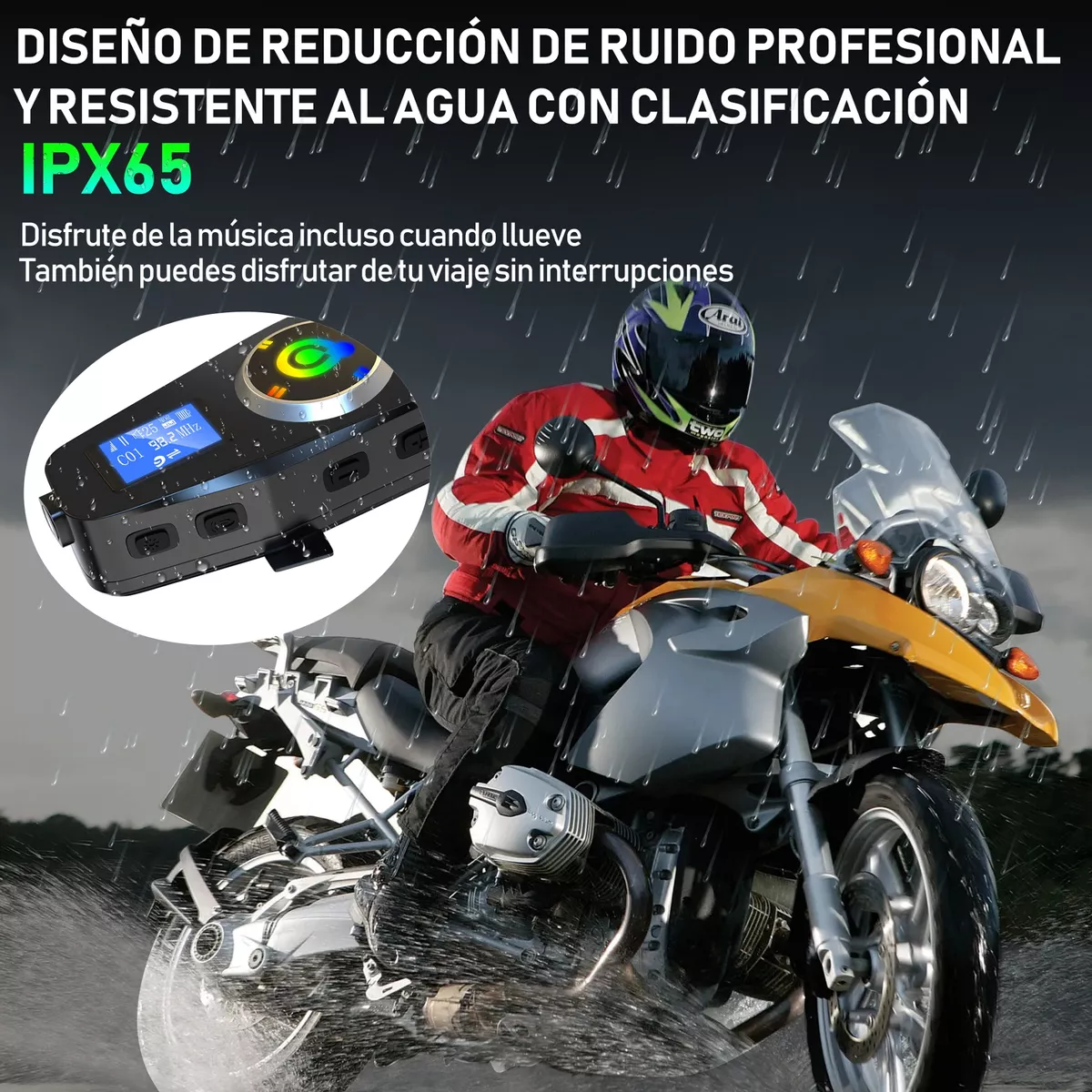 Foto 4 pulgar | Intercomunicador Casco Audífonos Bluetooth Para Moto Fm Mp3 Eo Safe Imports Esi-15475 Negro