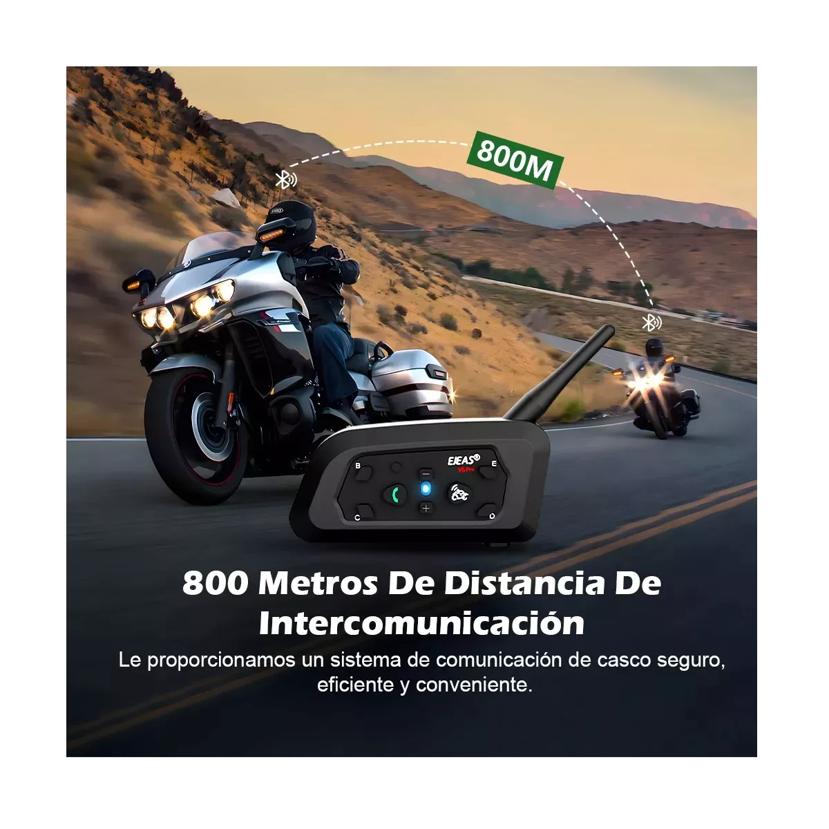 Foto 3 pulgar | Par De Intercomunicadores Para Cascos De Moto Con Bluetooth Eo Safe Imports Esi-17028 Negro