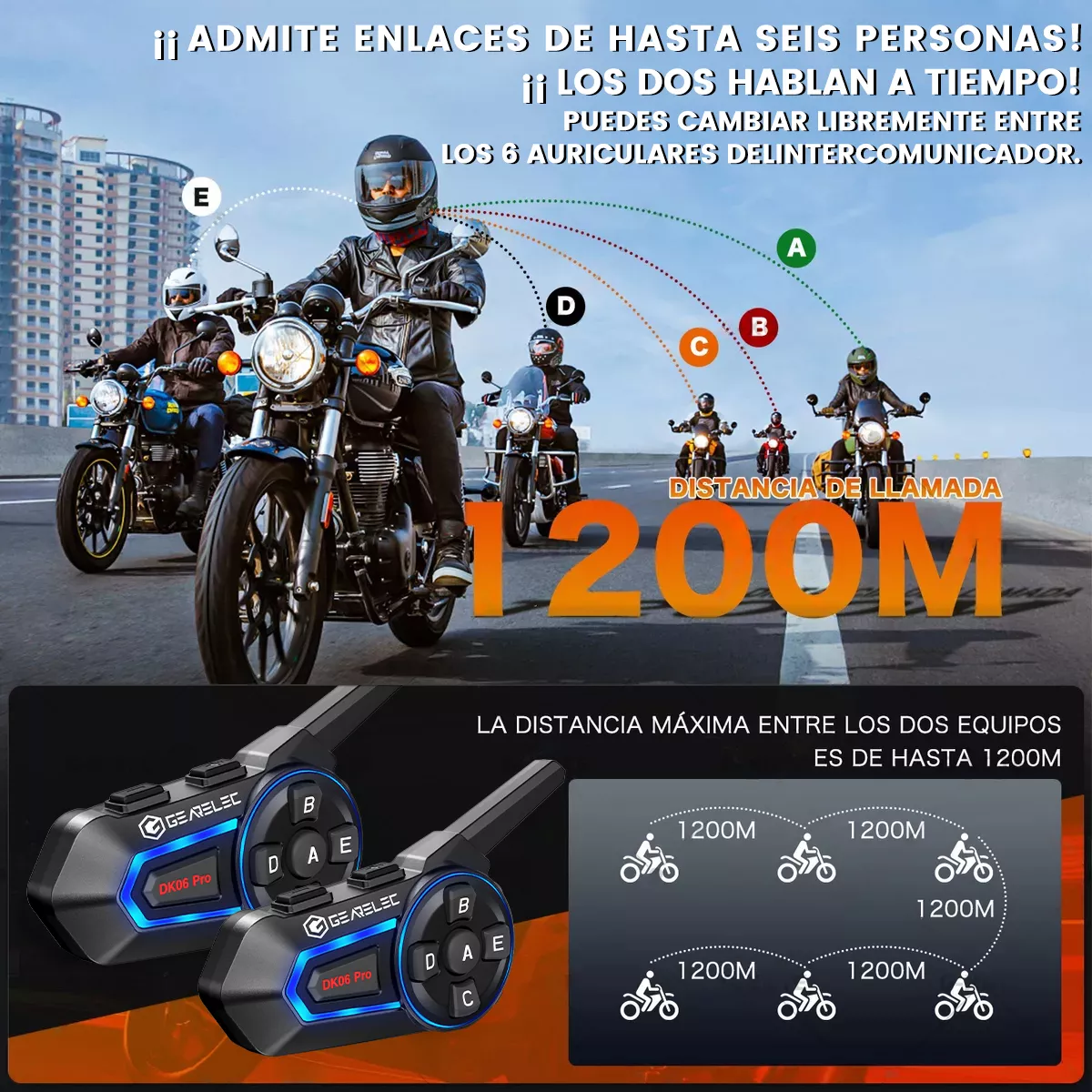 Foto 3 pulgar | Par De Intercomunicadores Para Casco Con Bluetooth Eo Safe Imports Esi-17045 Negro
