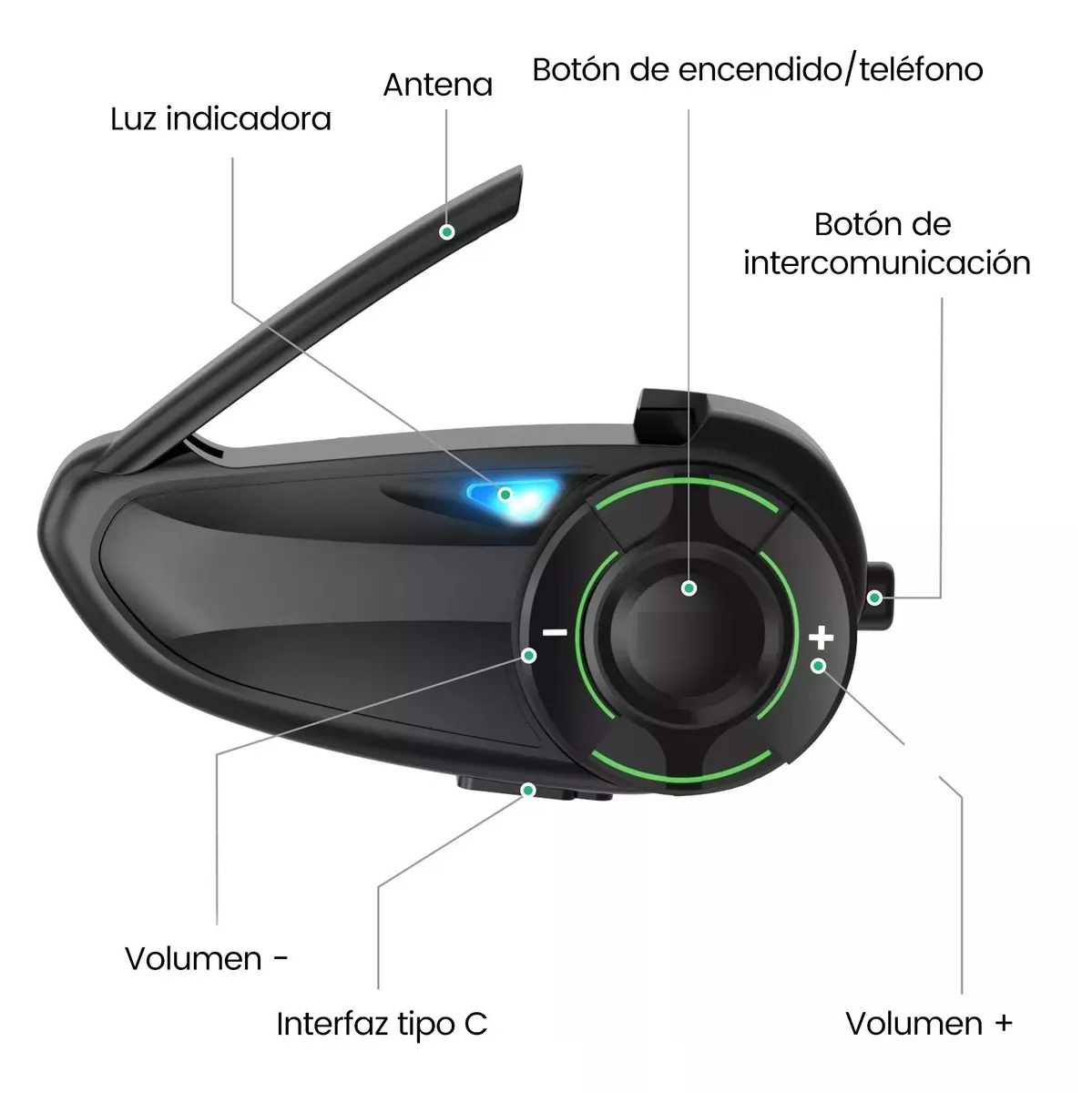 Foto 3 pulgar | Intercomunicador Para Casco De Moto Q8, 1pzs, Ip67,mesh3.0 Negro