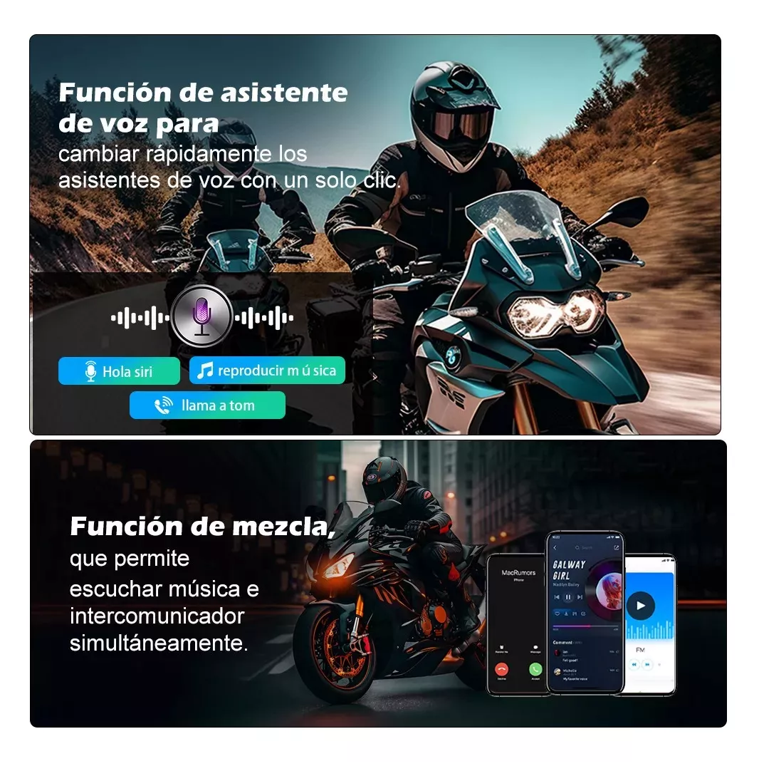 Foto 5 pulgar | Intercomunicador Para Casco De Moto Q8, 1pzs, Ip67,mesh3.0 Negro