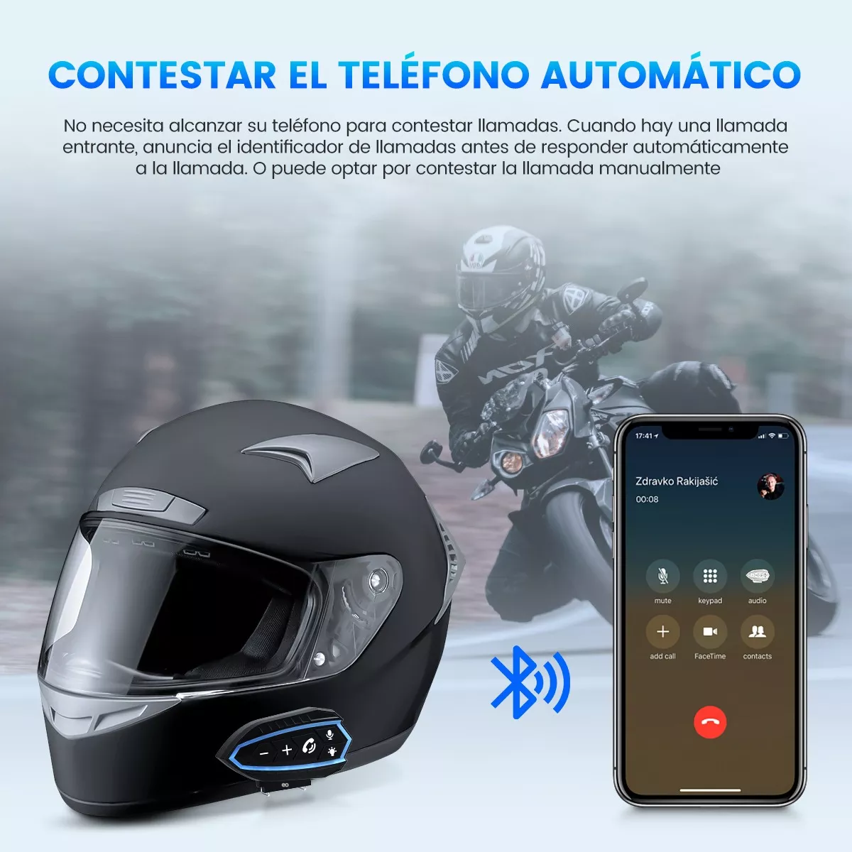 Foto 3 pulgar | Audífonos Para Casco De Motos Bluetooth Impermeables. Eo Safe Imports Esi-12953 Multicolor