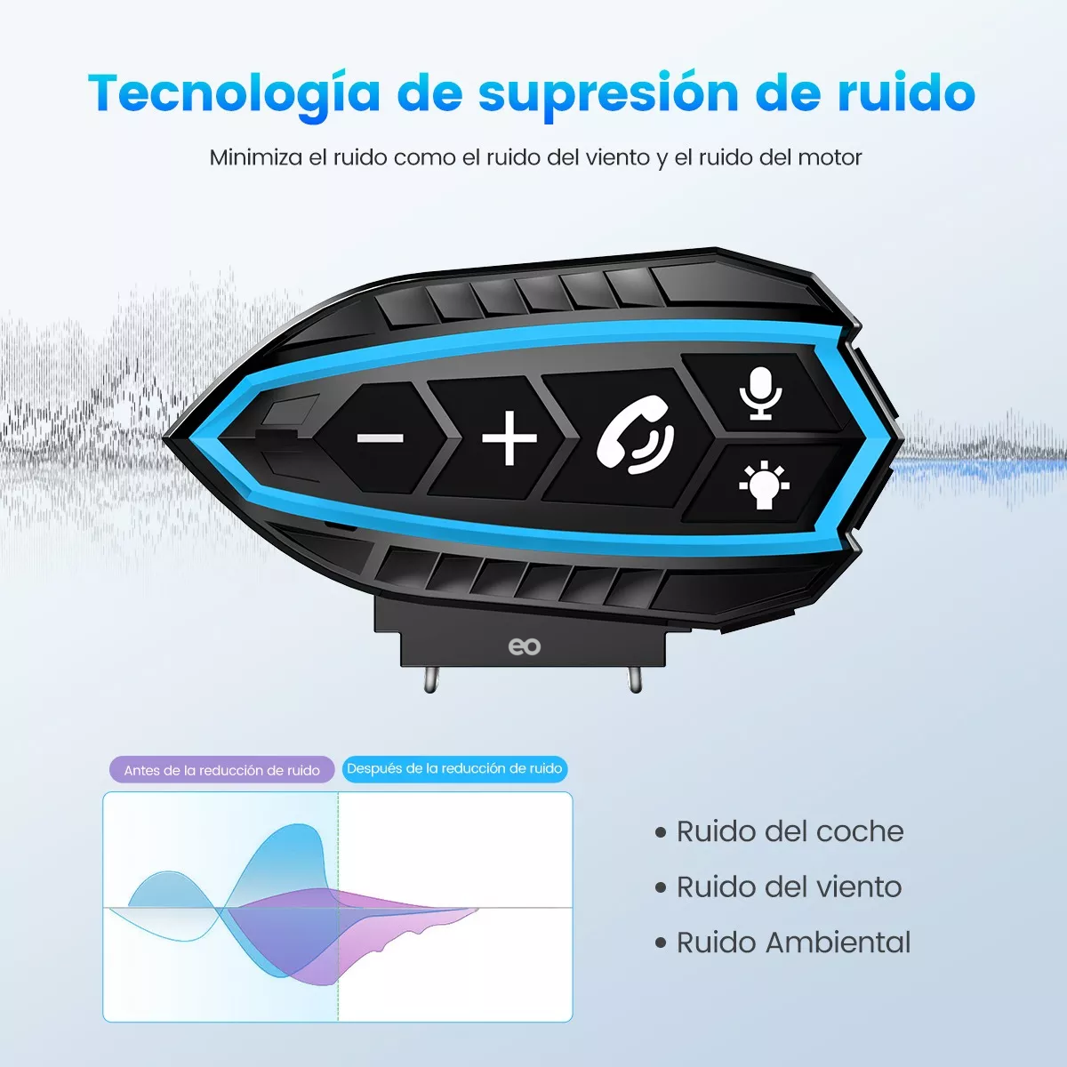 Foto 4 pulgar | Audífonos Para Casco De Motos Bluetooth Impermeables. Eo Safe Imports Esi-12953 Multicolor