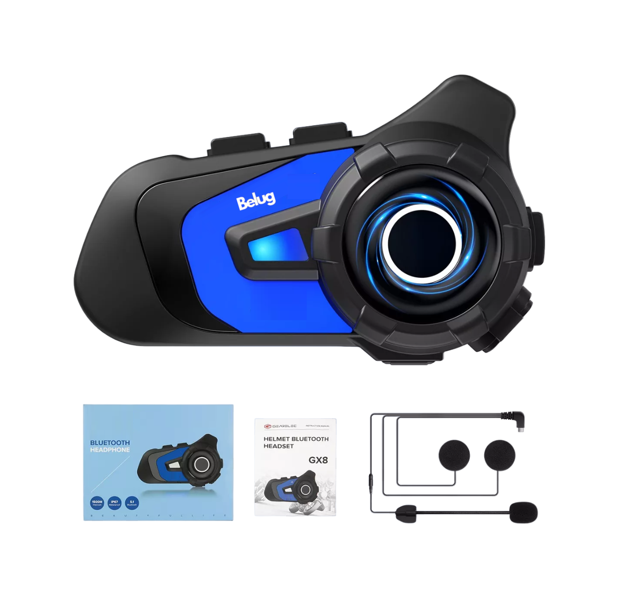 Foto 2 pulgar | Intercomunicador Belug Para Motocicleta Bluetooth Negro Con Azul