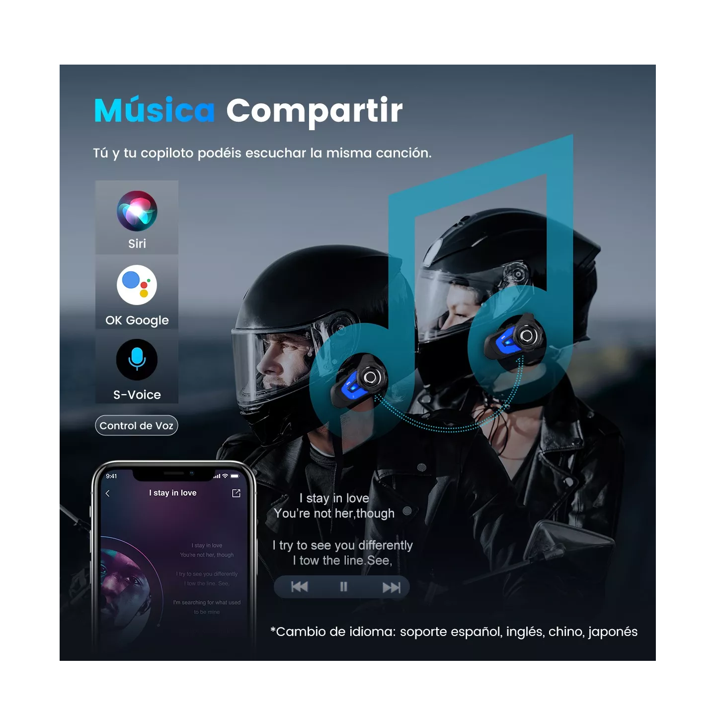 Foto 4 pulgar | Intercomunicador Belug Para Motocicleta Bluetooth Negro Con Azul