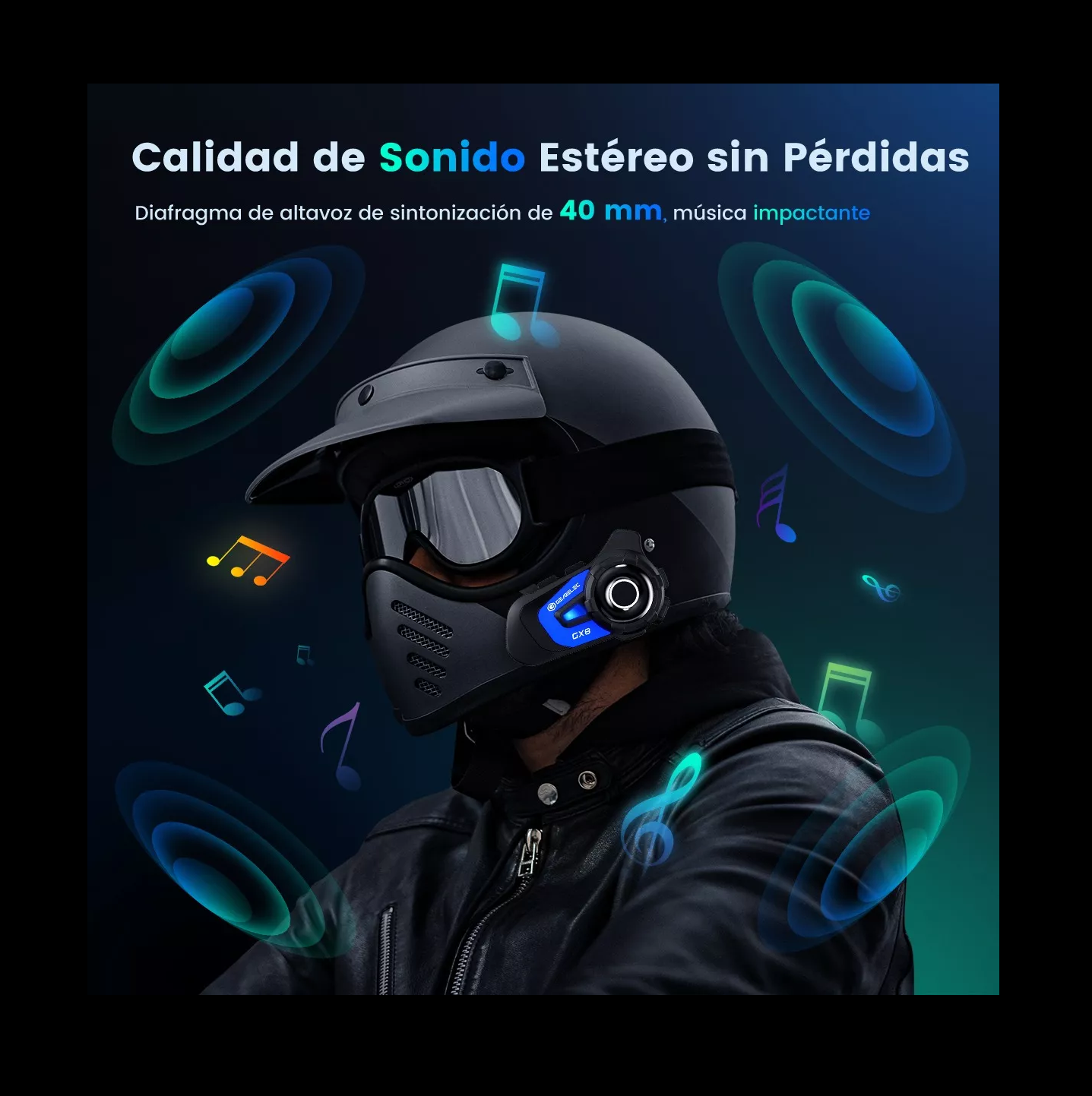 Foto 4 | Intercomunicador Belug Para Motocicleta Bluetooth Negro Con Azul
