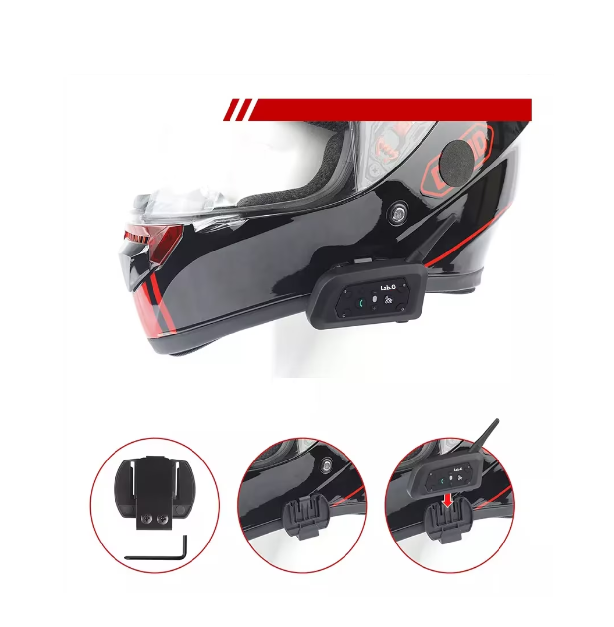 Foto 4 pulgar | Intercomunicador Lab.g V6pro Para Casco Motocicleta - 2 Pcs,bt, Ip65, Negro