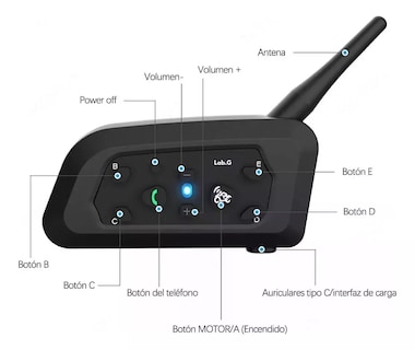 Foto 4 | Intercomunicador Lab.g V6pro Para Casco Motocicleta - 2 Pcs,bt, Ip65, Negro
