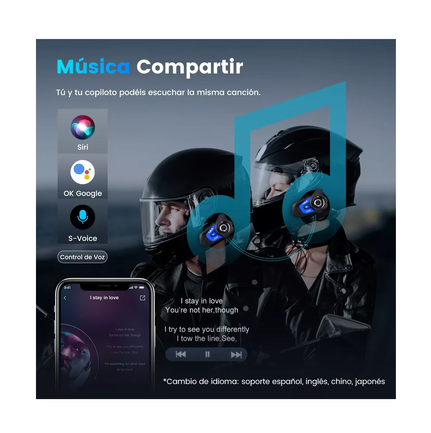 Foto 5 pulgar | Intercomunicador Lab.g Audífonos Bt5.1 Para Casco 1500m Ip67 Fm, Negro/azul