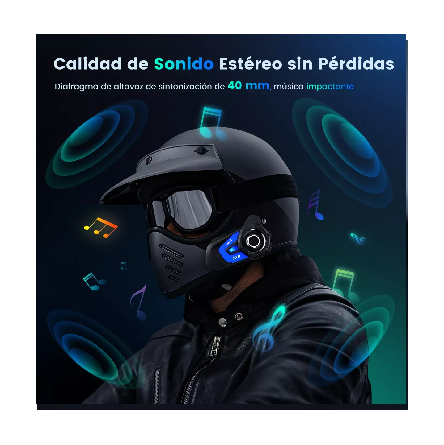 Foto 6 pulgar | Intercomunicador Lab.g Audífonos Bt5.1 Para Casco 1500m Ip67 Fm, Negro/azul