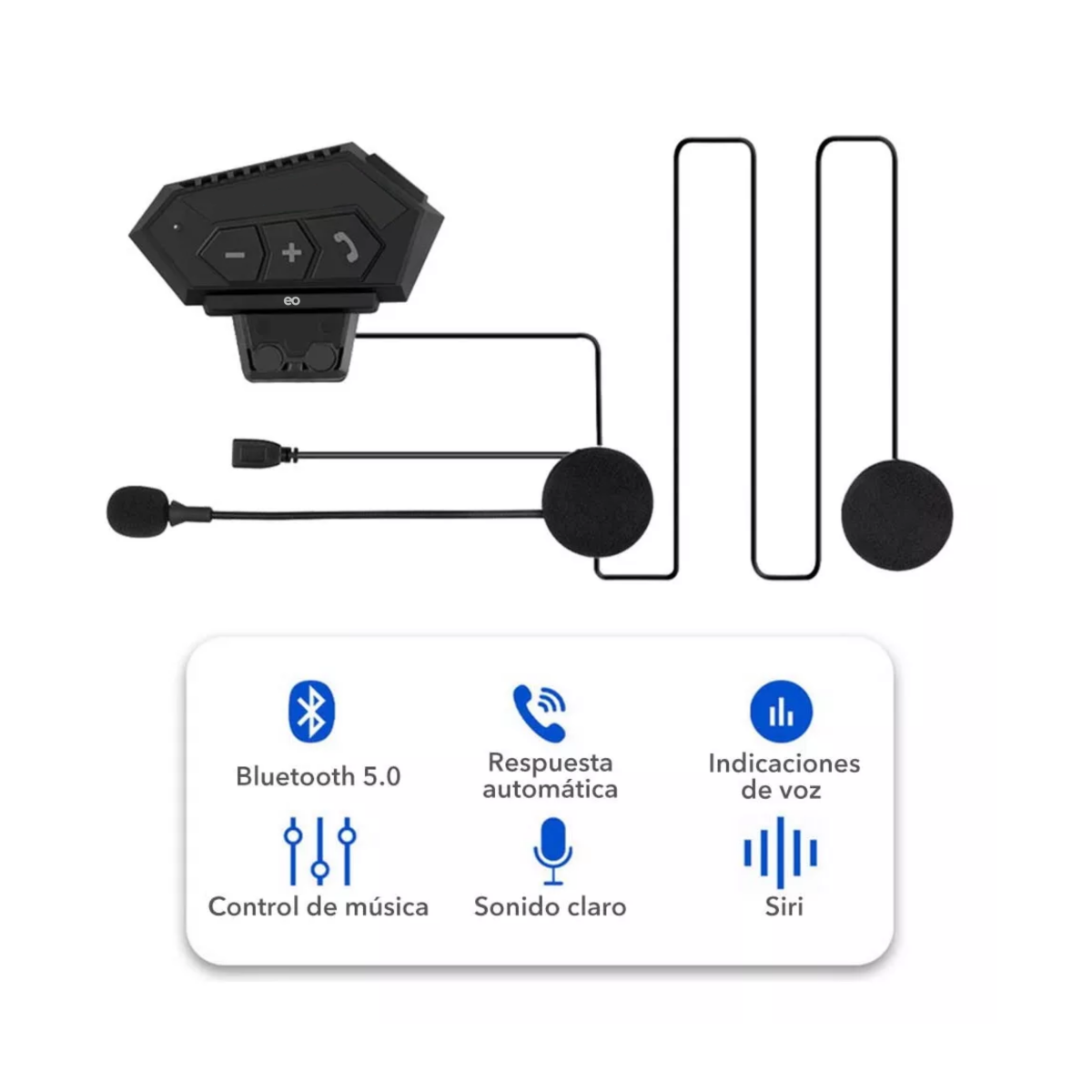 Foto 3 pulgar | Audífonos Bluetooth 5.0 Para Casco De Motocicleta 1000ma Eo Safe Imports Esi-12293-1 Negro