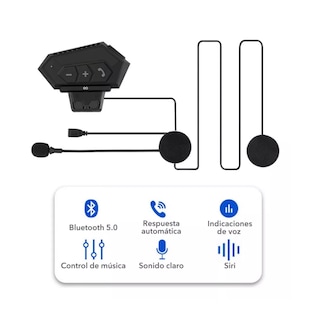 Foto 2 | Audífonos Bluetooth 5.0 Para Casco De Motocicleta 1000ma Eo Safe Imports Esi-12293-1 Negro