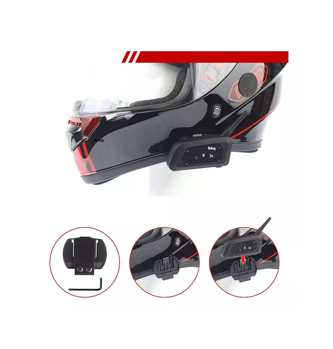 Foto 4 pulgar | Intercomunicador V6pro Para Casco Motocicleta - 2 Pcs,bt, Ip65 Belug, Negro
