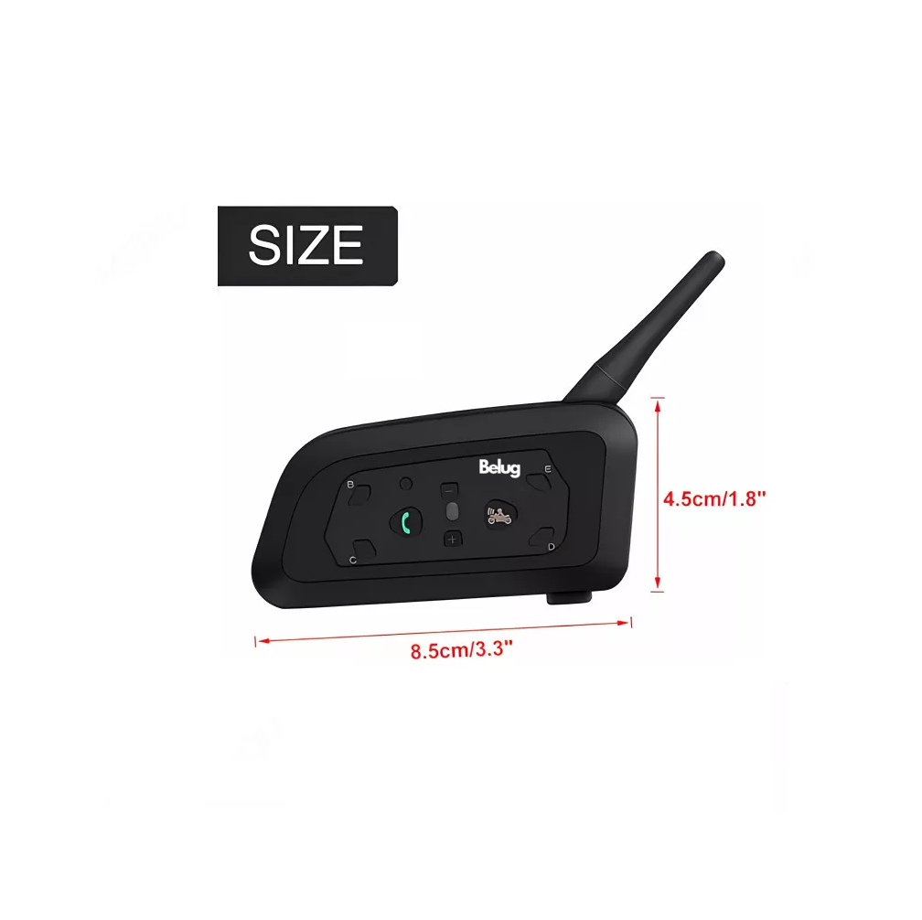 Foto 6 pulgar | Intercomunicador V6pro Para Casco Motocicleta - 2 Pcs,bt, Ip65 Belug, Negro