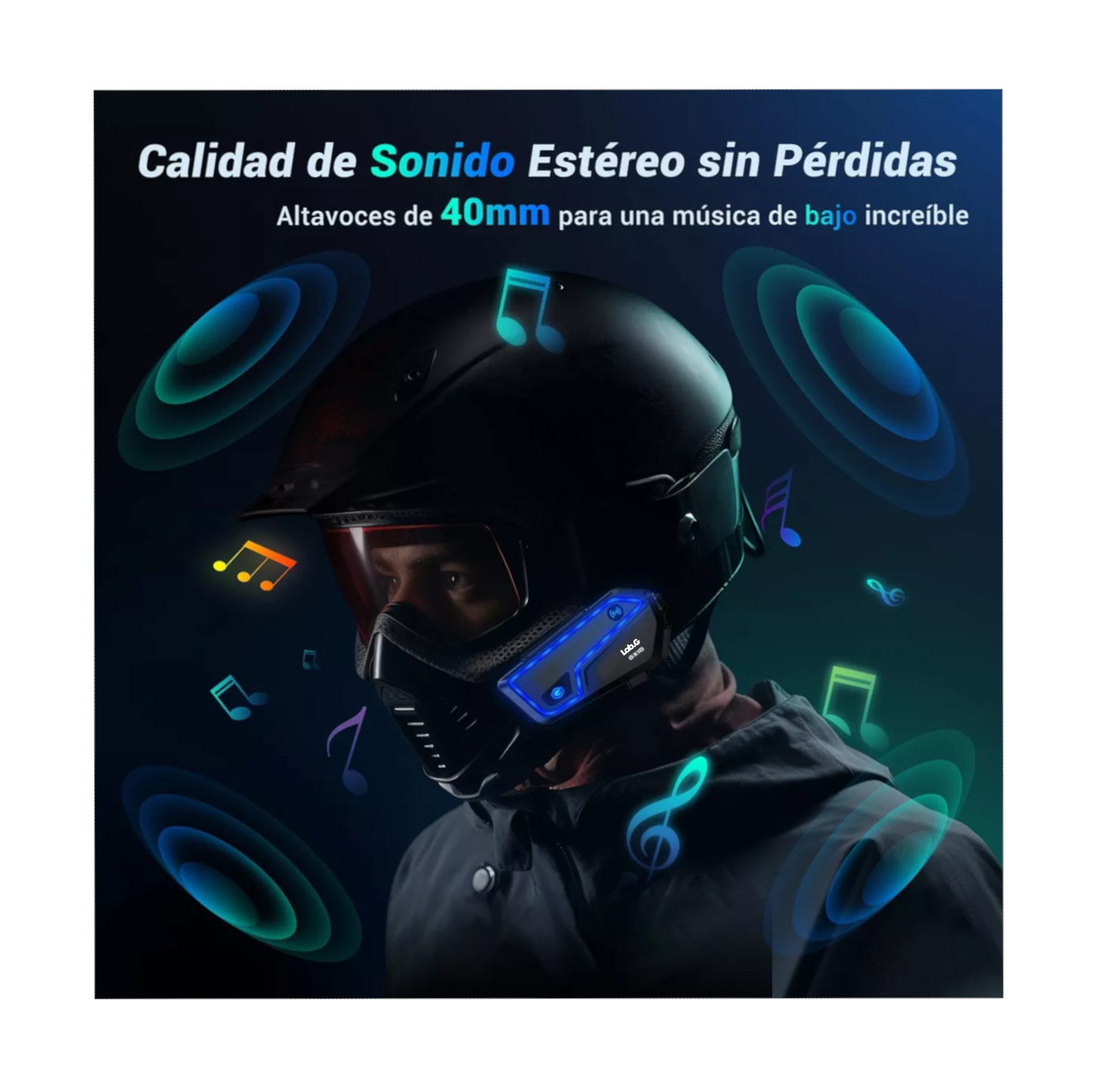 Foto 4 pulgar | Intercomunicador Audífonos Bt 5.2 Lab.g Para Casco Fm 2000m Ip67, Negro