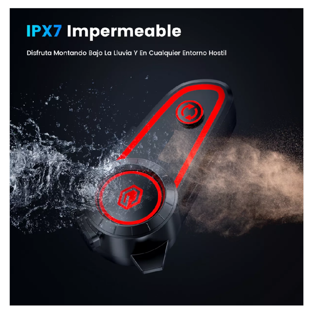 Foto 3 | Audífonos Para Casco De Motos 2800mah Bluetooth5.2 Impermeables Ipx7 Lab.g,  Negro Rojo
